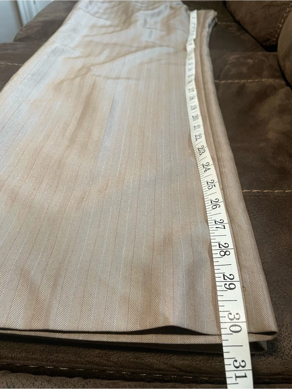 Suit Studio Women's Dress Pants Size 12 Taupe Herringbone Pinstripe High Waist